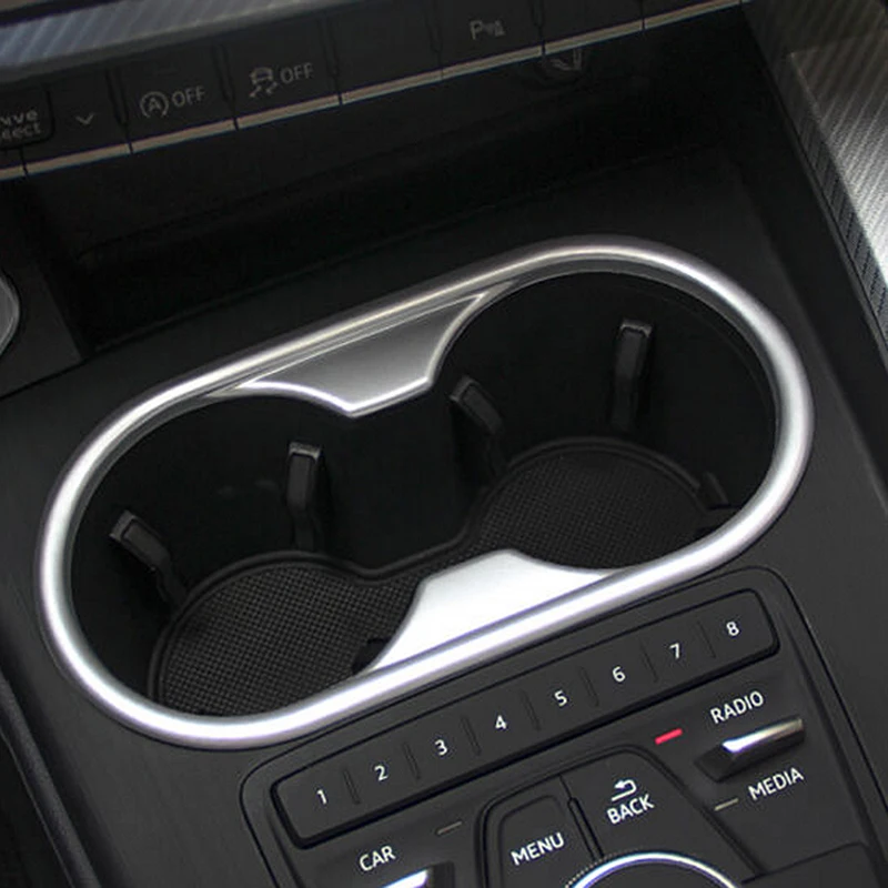 For-2016-2017-2018-Audi-A4-B9-Sedan-AT-Drink-Cup-Holder-Chrome-Trim-Cover-Bezel