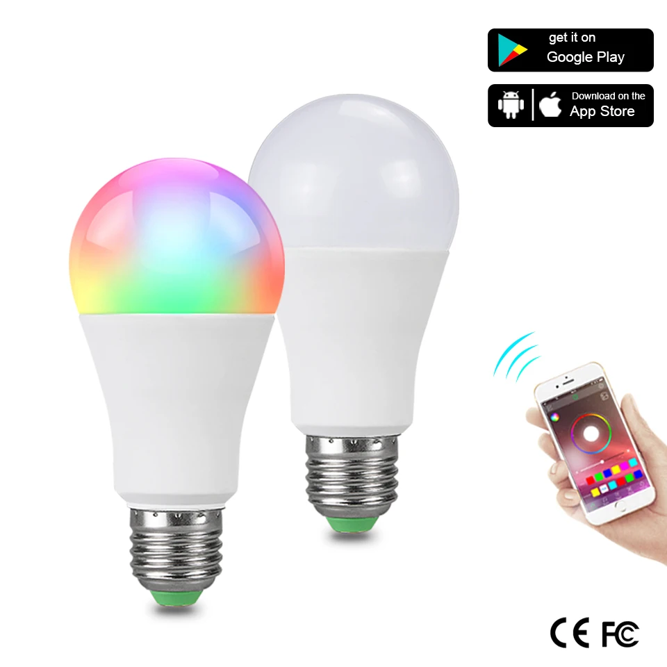 Умный светодиодный светильник 15 Вт лампа E27 RGB 85-265 в с ИК-пультом или Bluetooth 4 0 APP