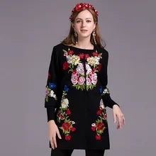 Модное дизайнерское пальто для подиума, женское высококачественное шерстяное пальто с цветочной вышивкой красного и черного цвета