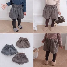 Осенне-зимние модели маленьких шорт в британском стиле для девочек повседневные штаны для маленьких девочек Зарубежные штаны модные шорты для девочек