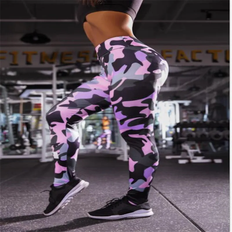 New Workout Leggings For Women High Waist Push Up Legging Camouflage Printed Female Fitness Pants Casual Trousers