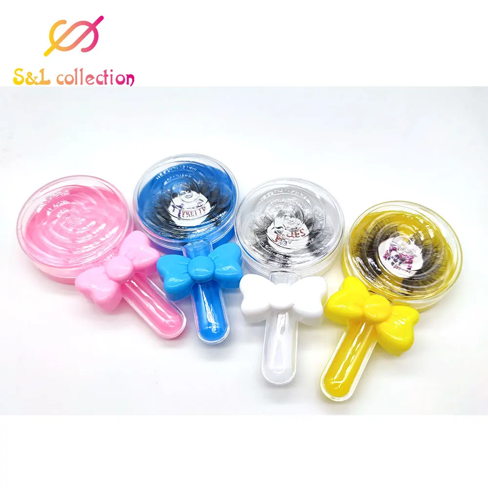 Оптовая продажа милая коробка для упаковки накладных ресниц в виде леденцов