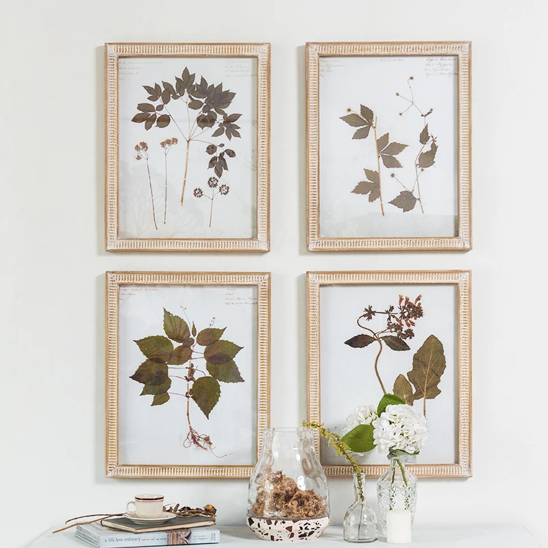 

Plants Theme Country Chic Vintage Wooden Handicraft Ornamental Picture Frame