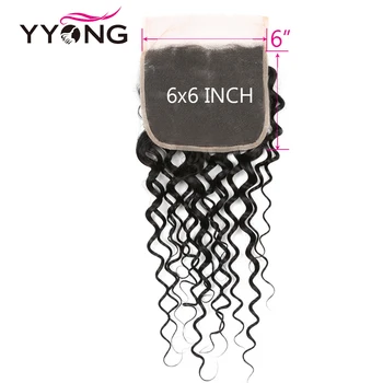 

Yyong 6X6 Lace Closure Brazilian Water Wave Free Part Lace Closure Remy Human Hair Closure Bleached Knots Natural Hairline