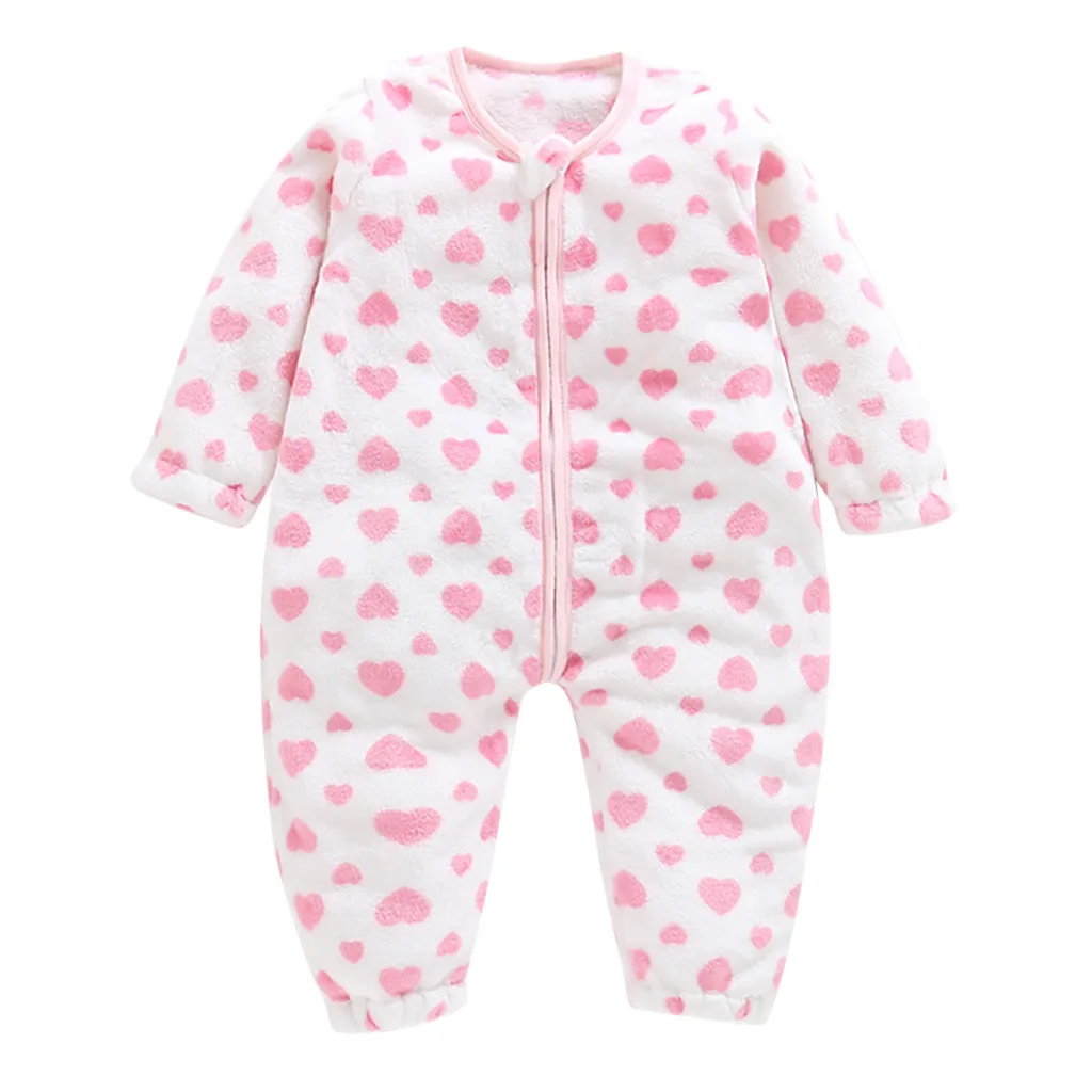 Winter Newborn Rompers Sleeping Bag Print Thick Warm Cotton Children's Flannel Baby Girls Jumpsuits Boy Sleeping Clothes#sw1