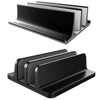 

2 Pcs Double Adjustable Vertical Laptop Stand Newly Designed 2 Slots Aluminum Desktop Dual Holder