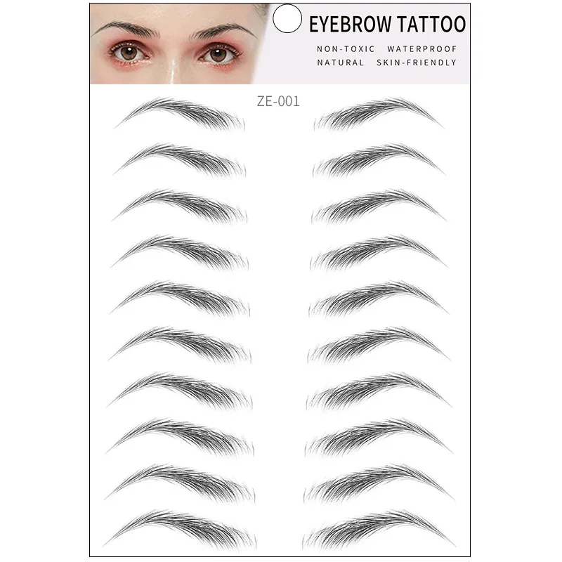 

6D 10Pairs Tattoo Eyebrow Sticker Bionic Waterproof Long Lasting Eyebrow Semi-Permanent Temporary Tattoo Eyeb Make Up Tool TSLM1