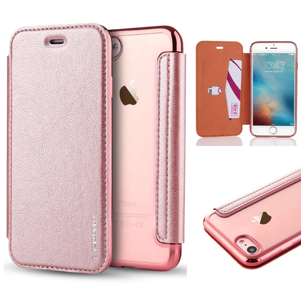 Ударопрочный ультра тонкий флип прозрачный чехол-бумажник для iPhone Xr X Xs Max кожаный