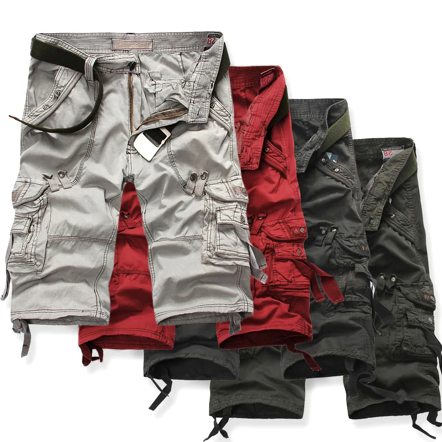 

Special for Cropped Trousers for Men Bib Overall Fashion Man Solid Color Washing Workwear 7 Points Pants Cotton 40 42