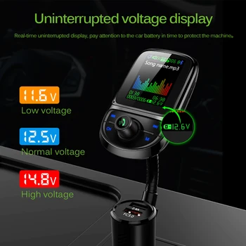 

Onever HIFI Colorful Screen Car FM Transmitter Car Mp3 Player Support USB TF Card Bluetooth 5.0 AUX Fast Charging Hands Free