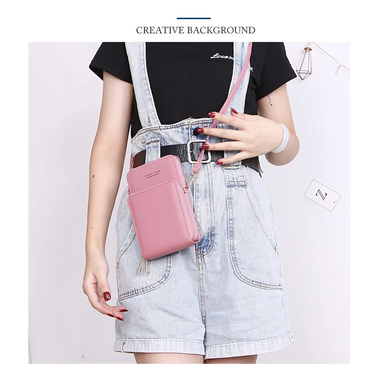 new wallet Korean version of the fashion large capacity oblique cross-pack solid color multifunctional mobile phone bag fem
