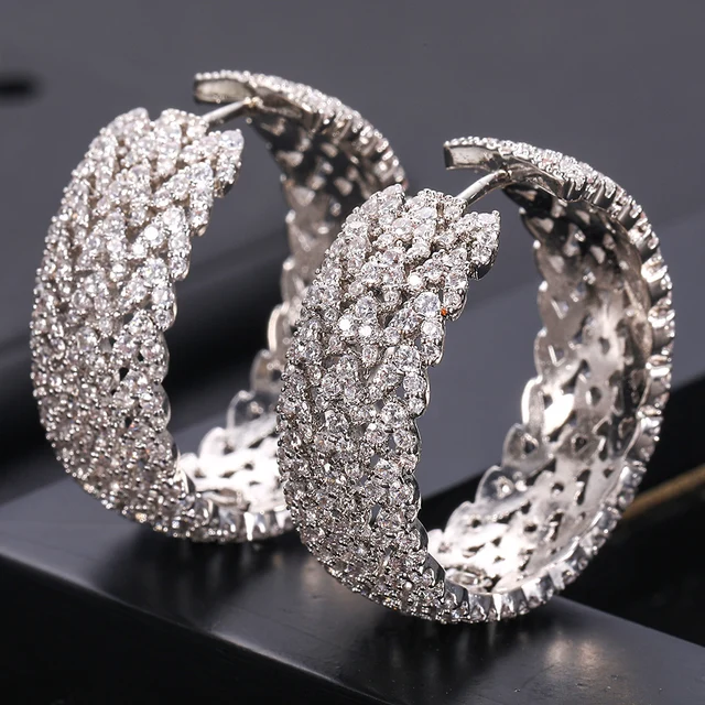 janeklly trendy Geometric aretes Aros Hoop Earrings For Women Accessories Cubic Zirconia Earrings Jewelry pendientes mujer
