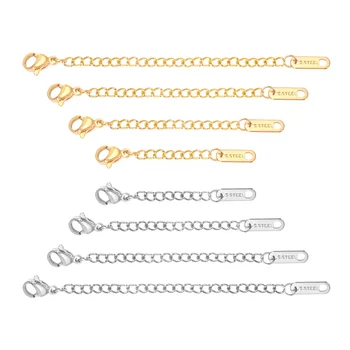 

8pcs/pack Stainless Steel Chain Connector with Lobster Clasp and Tags Extender for Bracelet Necklace DIY Jewelry Accessories