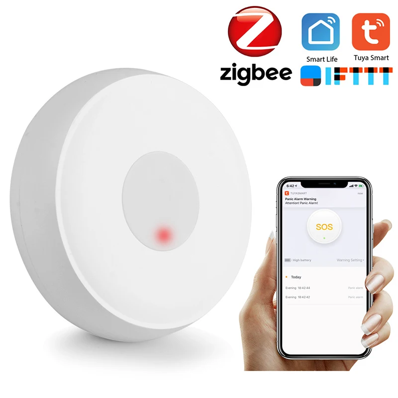 Tuya Zigbee Беспроводная дистанционная кнопка вызова SOS/Аварийная для ухода за