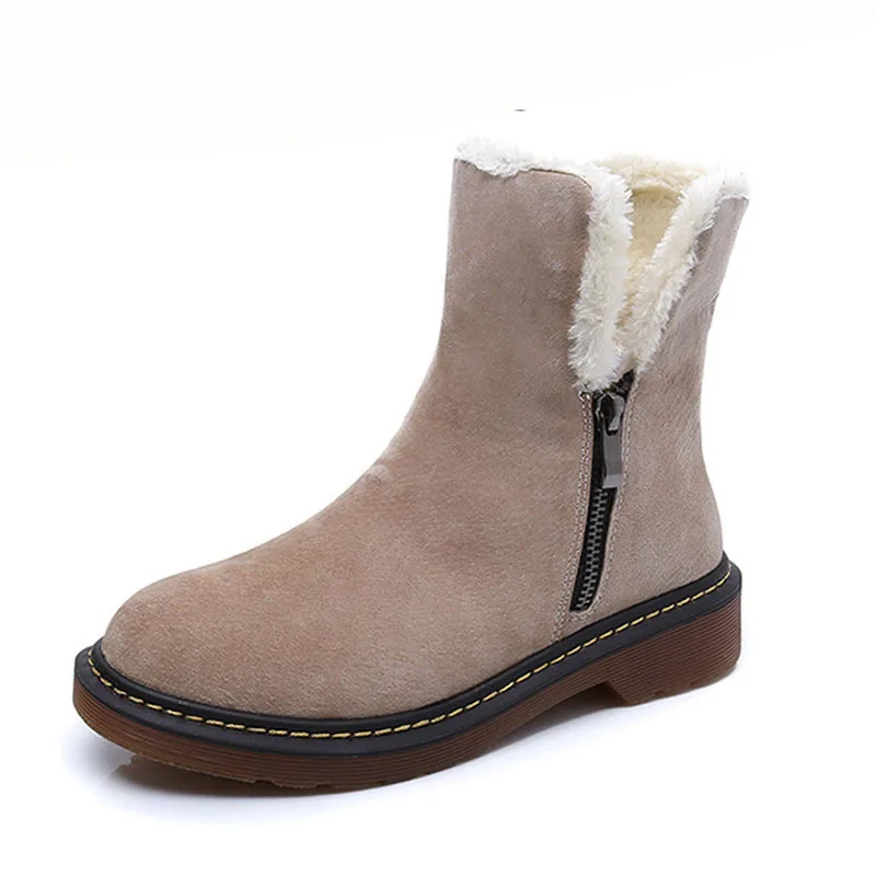 khaki Женские зимние ботинки; коллекция года; модные зимние ботинки; женские теплые плюшевые ботильоны; женская обувь; женские зимние ботинки на молнии - Цвет: khaki
