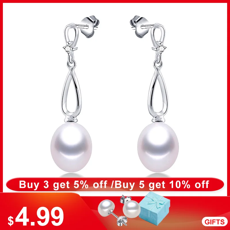 Женские модные длинные серьги из натурального жемчуга 925 Висячие серебра пробы с