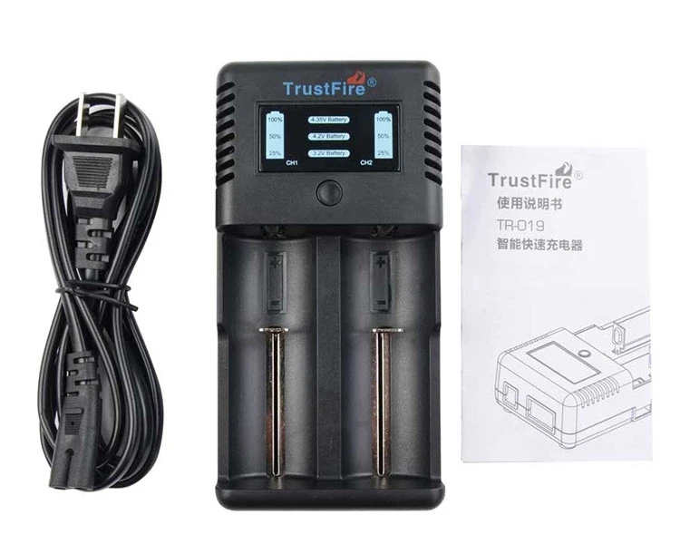 TrustFire умный Быстрый TR-019 2 слота литий-ионная батарея зарядное устройство+ 2* TrustFire защищенные 18650 3,7 V 3000mAh батареи с PCB
