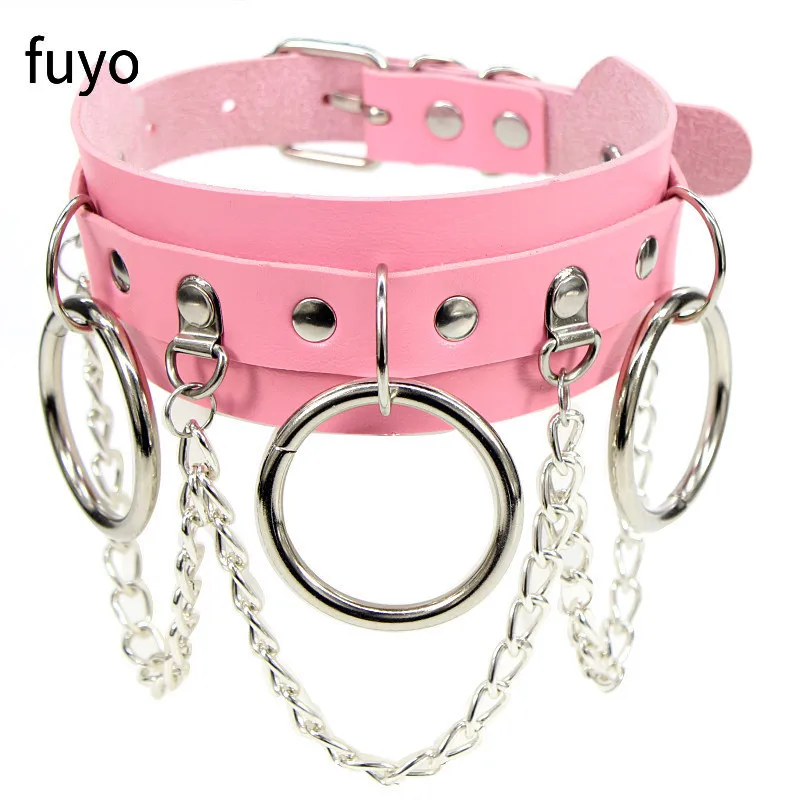 2025 Pink Heart Lock Choker Necklace PU Leather Punk Rock Gothic Jewelry Party Necklace 5