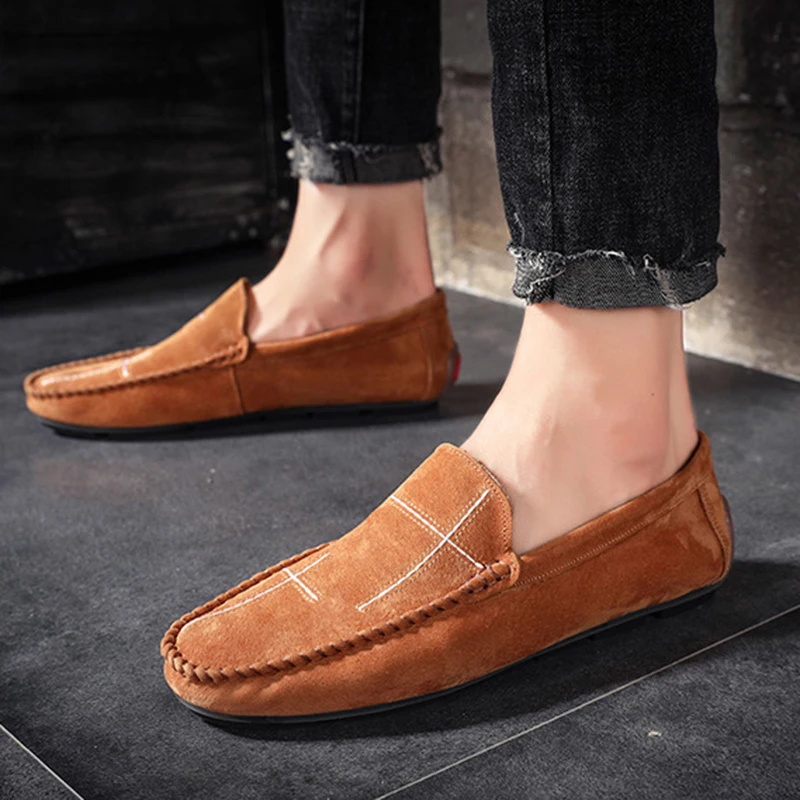Plus Size 38-47 Leather Men's Shoes Casual Lazy Sli on Shoes for Men Soft Sole Mens Moccasins Casual Shoes ET870 (17)