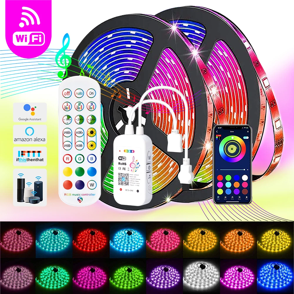СВЕТОДИОДНАЯ лента SMD 5050 RGB-лента подсветильник ка музыка синхронизация Wi-Fi Bluetooth