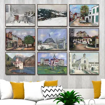 

Home Decoration Art Wall Pictures Fro Living Room Poster Print Canvas Paintings French Maurice Utrillo Housing construction