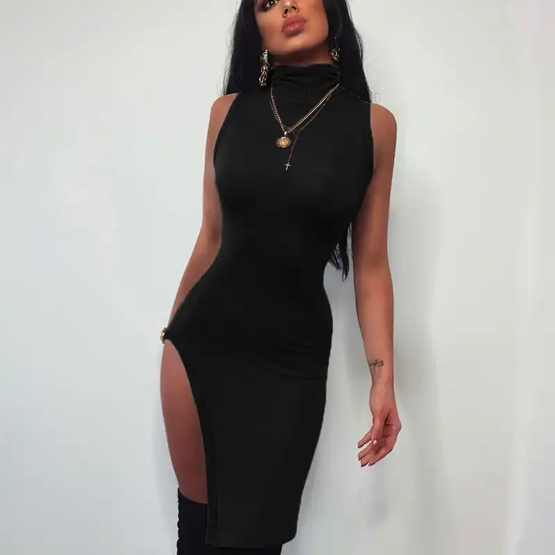 black cotton bodycon dress