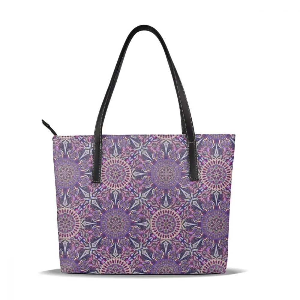 

WHEREISART Women Messenger Bags Leather Casual Ornamental Magical Purple Handbags Female Bag Vintage Big Tote Shoulder Bag