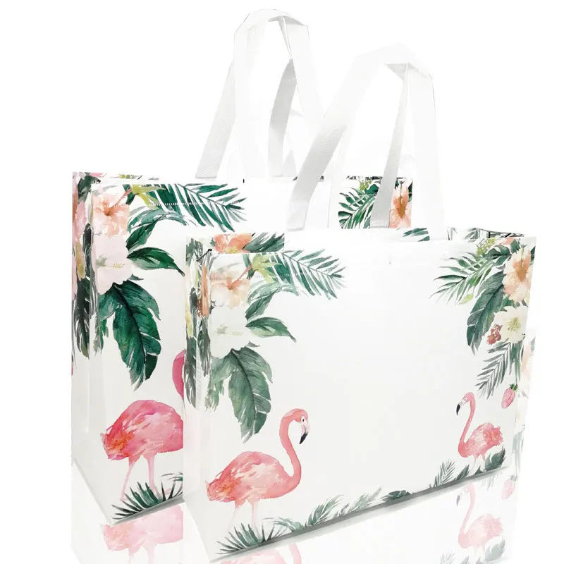 New Non-woven Fabric Flamingo Shopping Bag Reusable Pouch Travel Storage Handbag 
