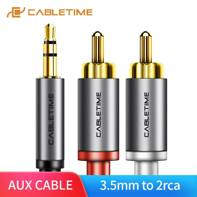 

CABLETIME 3.5mm Jack to 2 RCA Cable M/M 3.5 RCA AUX Stereo Cable for DJ Amplifiers Subwoofer Audio Mixer Home Theater DVD C106