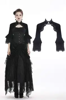 

Darkinlove Women's Gothic Lace Sleeved Embroidered Velvet Capes BW058