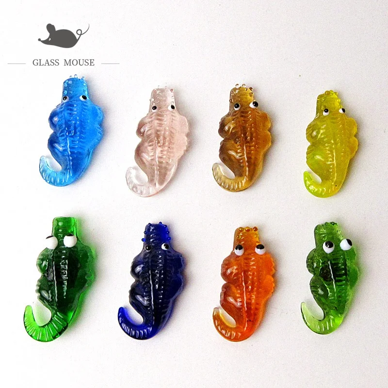 

8pcs Decorative Figurines Mini Flat bottom gass crocodile statue murano Style Home Aquarium micro landscape decor glass Animal