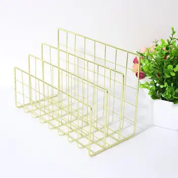 

Grid Wrought Iron Desktop Storage Rack Bookshelf Magazine Holder Organizer File M1N1