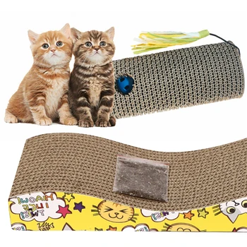 

New Durable Corrugated Paper Cat Scratcher Kitten Scratching Bed Pad Board Toy Mat For Pet Game Grinding Nails Protect Furniture