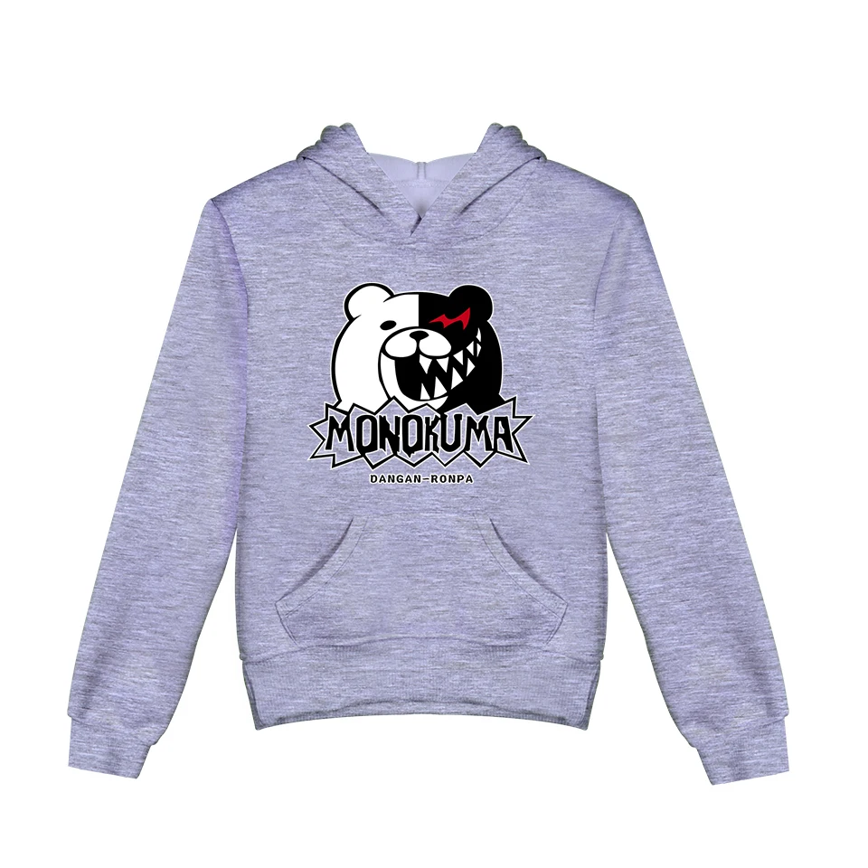 Популярные детские худи для мальчиков и девочек с принтом monokuma, Повседневные детские толстовки с капюшоном, осенняя уличная одежда в стиле Харадзюку, белые пуловеры monokuma