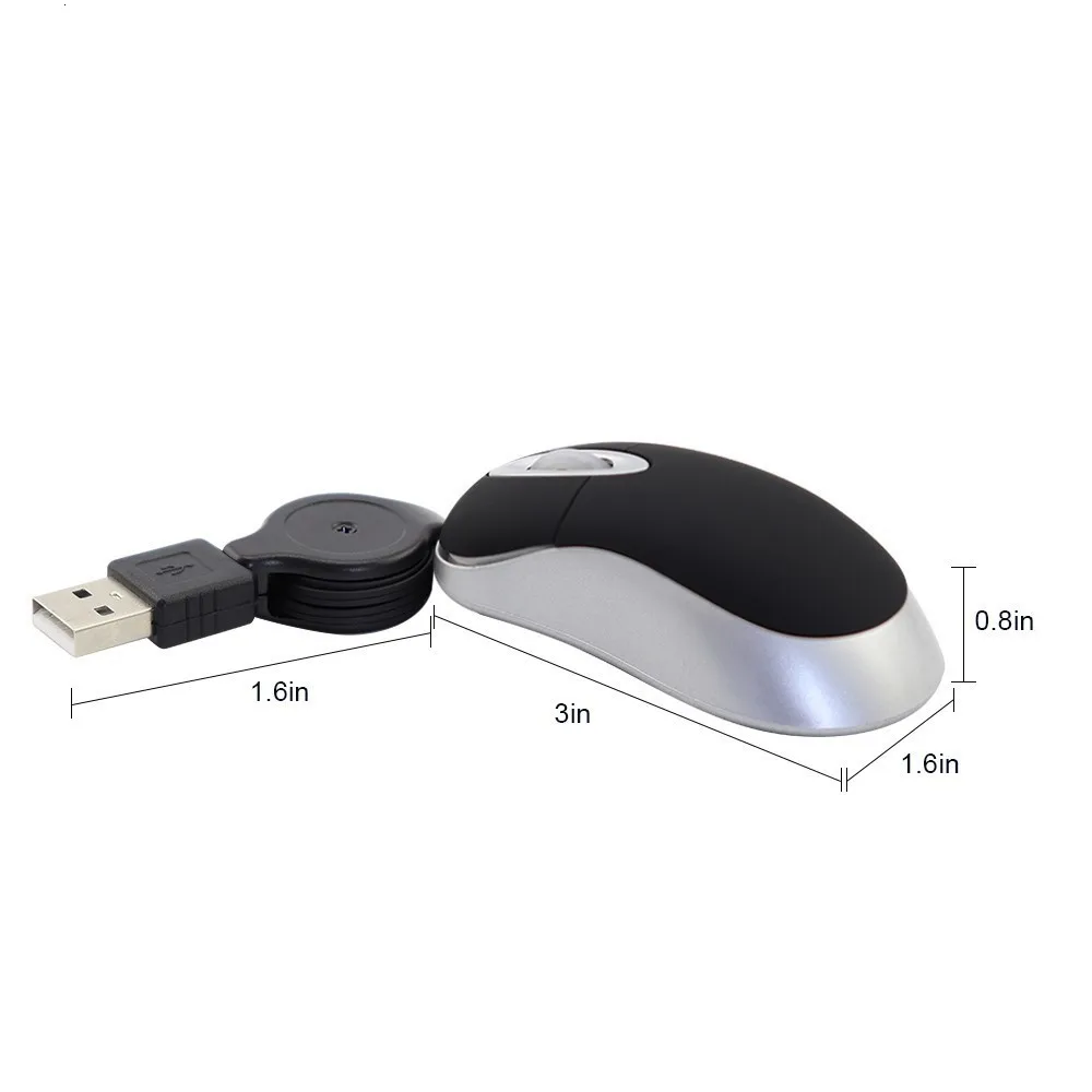 Мини Проводная USB мышь для компьютера Mause Детские мыши портативный выдвижной кабель 1600 dpi регулируемые маленькие мыши 3D Mause для ноутбука ПК