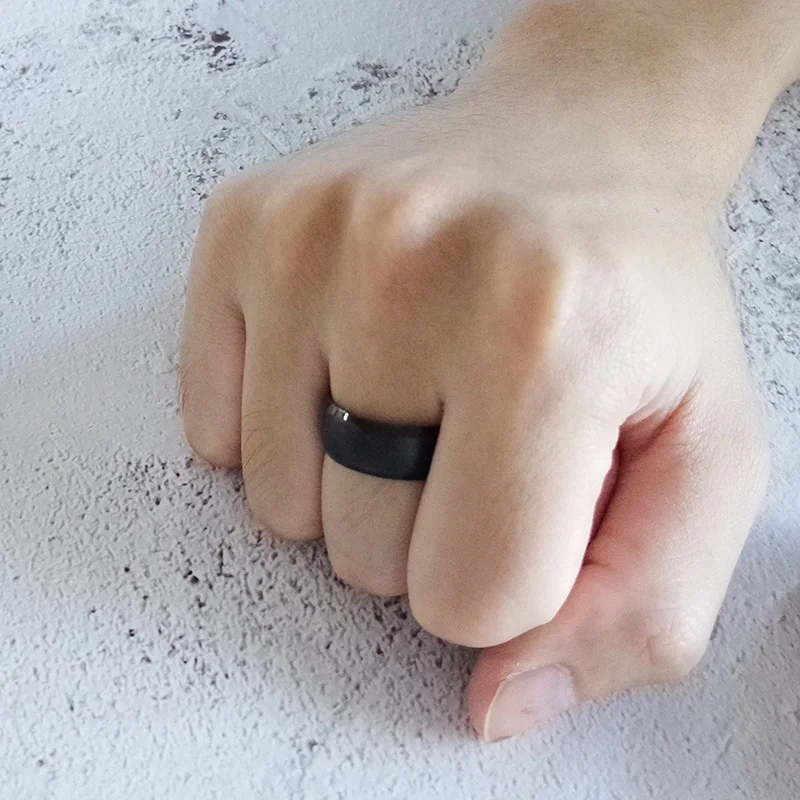 Матовая нержавеющая сталь обручальное кольцо для мужчин черный синий цвет Классические мужские кольца аксессуары для пальцев