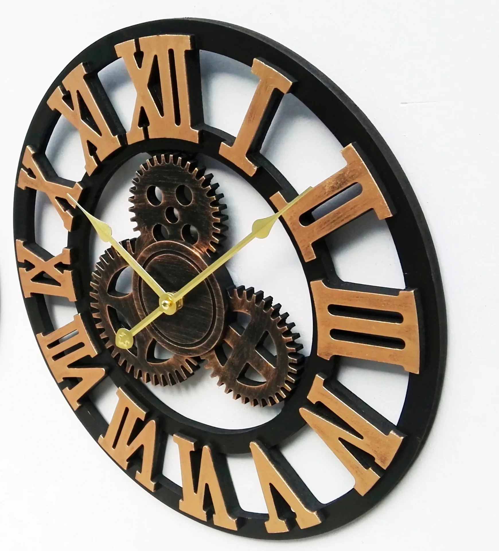 Кухня, гостиная стиль, креативное украшение, настенные часы, настольные часы, будильник, Скандинавское Ретро снаряжение Подвесные часы - Цвет: Roman gold 40 cm