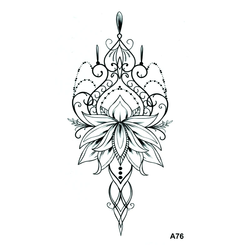 Водостойкие Временные татуировки Lotus Crown мужские цветок наклейка на тело женская