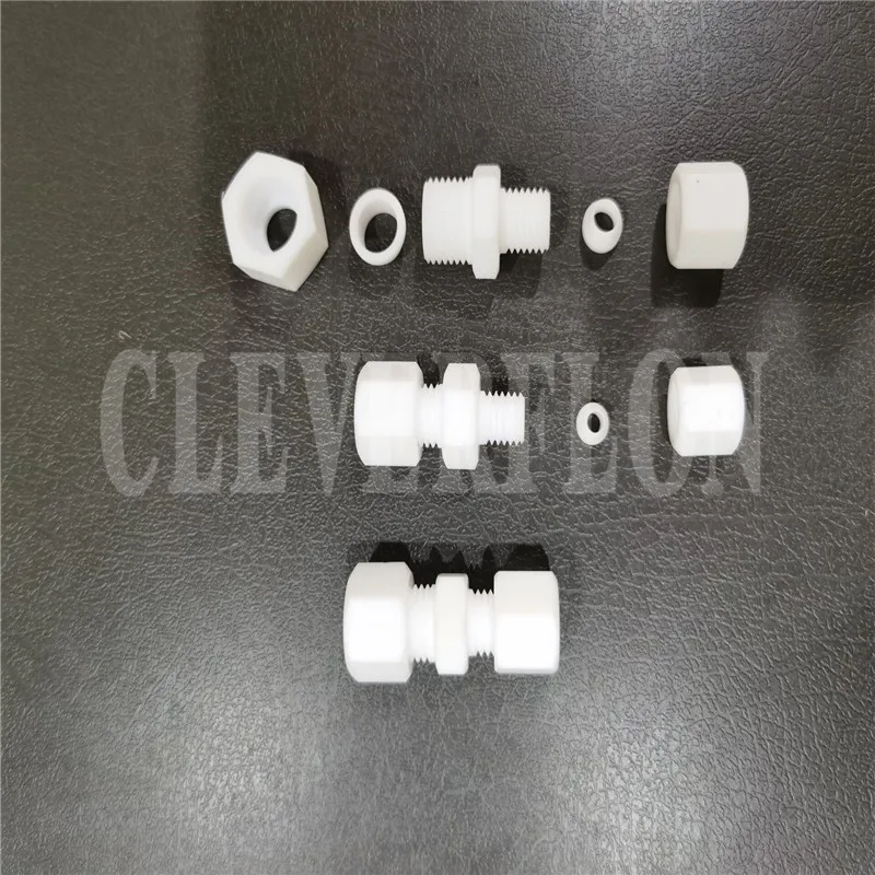 Corrosive resistance PTFE tube fitting F4 plastic straight reducer union pipe connector