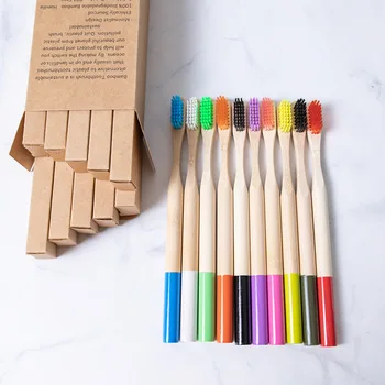 

1Pcs Natural Bamboo Toothbrush Soft Bristle Round Handle Design Oral Care Adults/Children Training 12 Colors Handmade Toothbrush