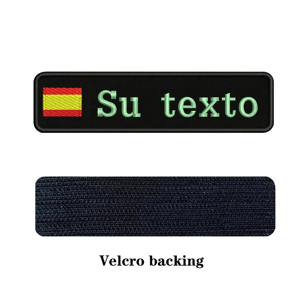 Light blue-Velcro На заказ Вышивка Флаг Испании имя или заплатка с текстом 10 см* 2,5 см значок Утюг на или липучке Подложка для одежды брюки рюкзак шляпа - Цвет: Light blue-Velcro
