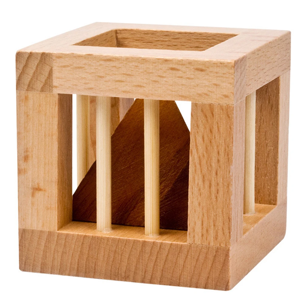 

wooden jigsaw Block toy Wooden Kong Ming Luban Lock Triangle Block in Cage Block early Educational Toys For Adults Kidsys