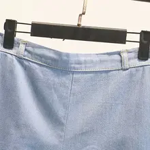 T55 платье большого размера весенняя одежда стиль жира мм похудения воланами джинсовые шорты 7070