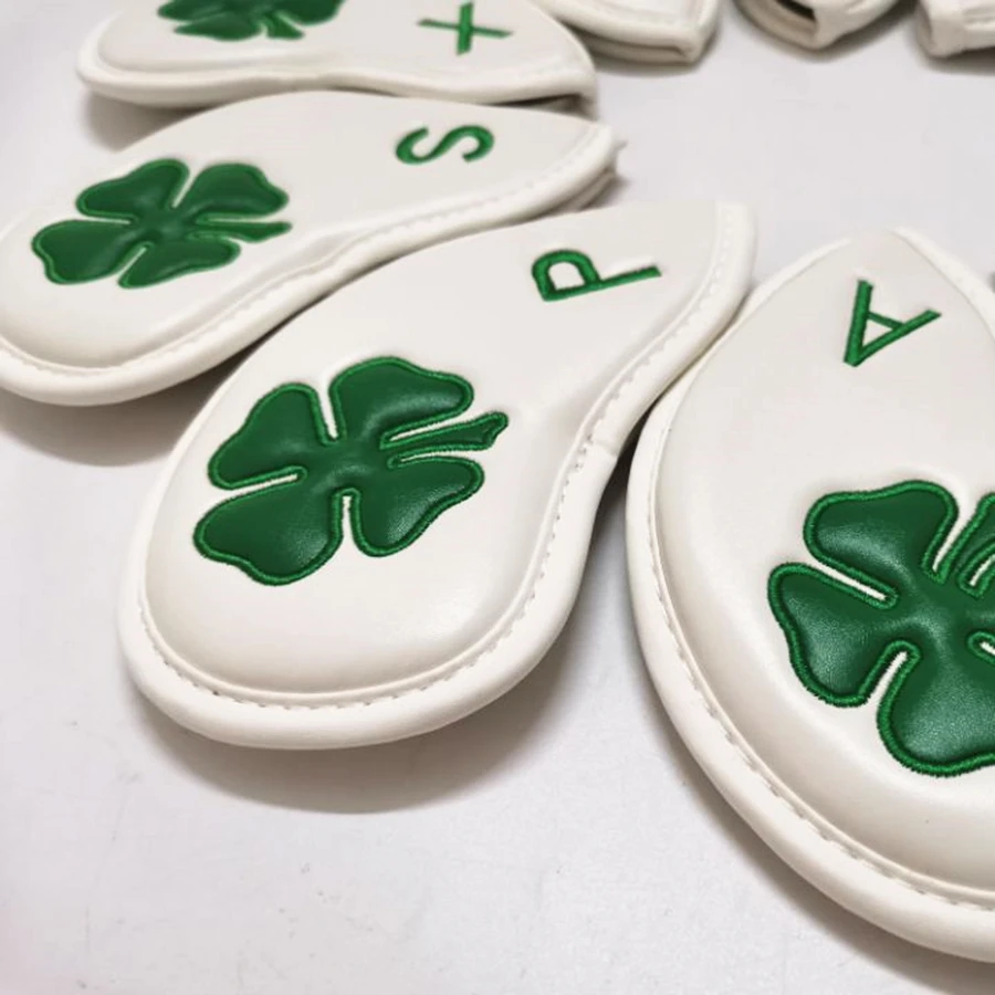 Four Leaf Clover Golf Club Iron Cover PU Leather Golf Iron Clubs Head Cover Set 10pcs 2Colors8979