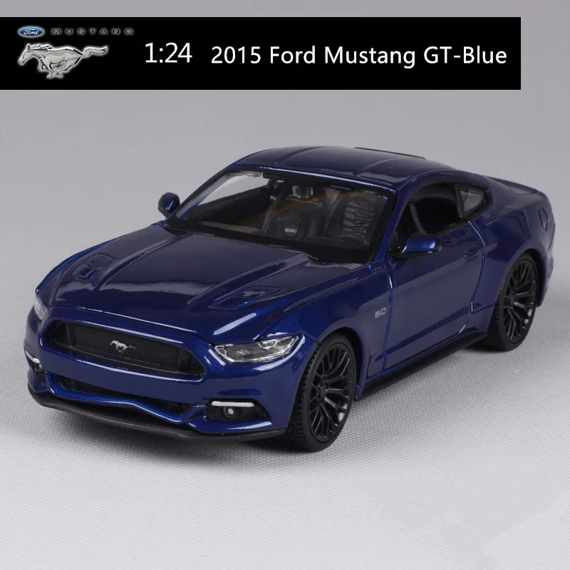 Изысканная 1:24 модель из сплава Mustang GT, модель спортивного автомобиля, коллекция премиум и gif - Цвет: 2015 Mustang-Blue
