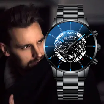 Reloj de pulsera clásico de cuarzo para hombre, cronógrafo de negocios con correa de acero, calendario de lujo, regalo, 2021