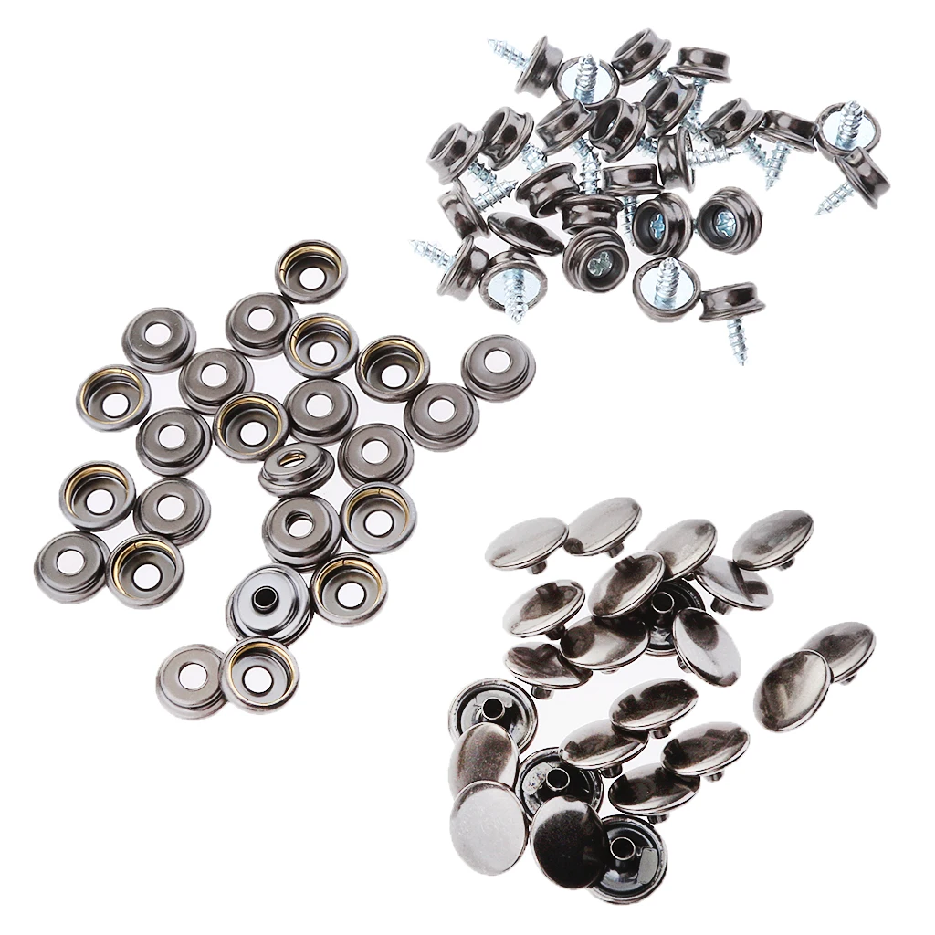75 Pieces Stainless Steel Boat Marine Cover Fastener Snap 3/8'' Screw Socket Kit