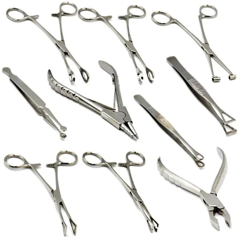 1Pc Surgical Steel Ring Opening Closing Bending Pliers Tweezers Body Piercing Tools