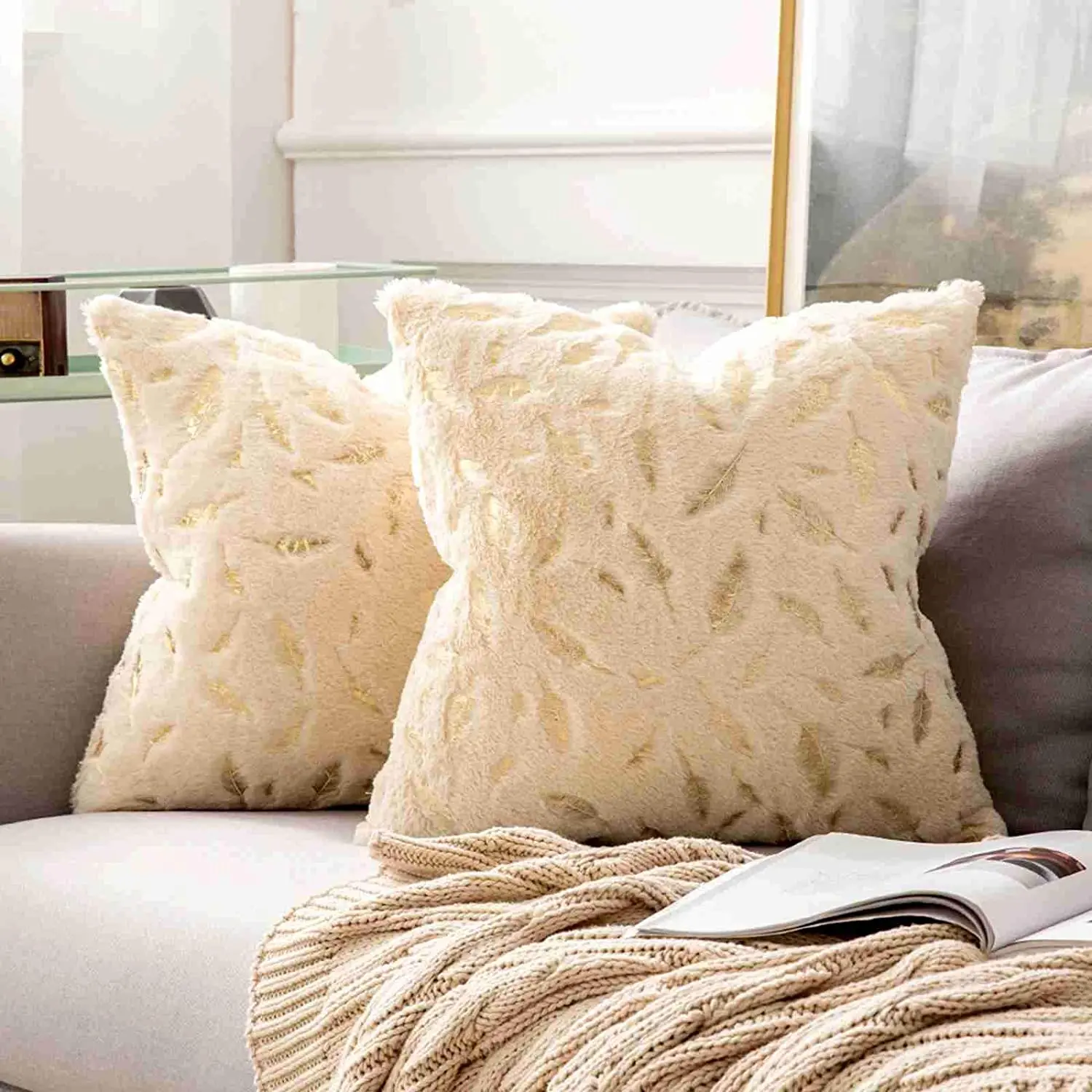 Fluffy Faux Fur Pillow Case Soft Plush Cushion Cover Throw Sofa Bed Home Decor 