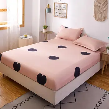 

10New Arrival Love Pattern Printed Bed Sheet Soft Fitted Sheet with Elastic Rubber Band Bed Polyester Mattress Protect Cover